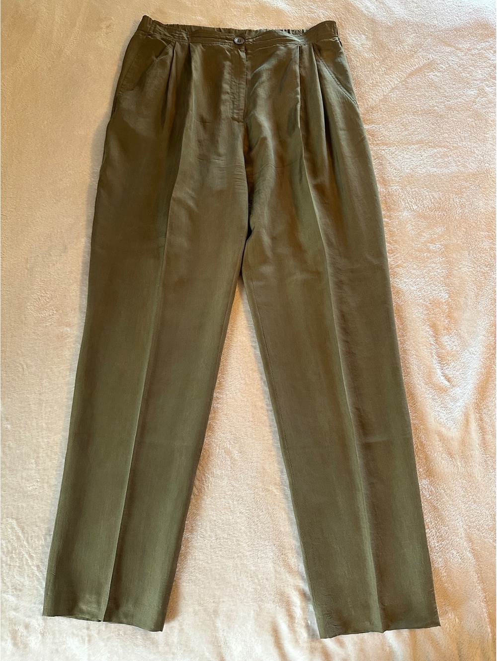 Vintage 90s Point of View Collection 100% Silk Pleated Trousers — XL